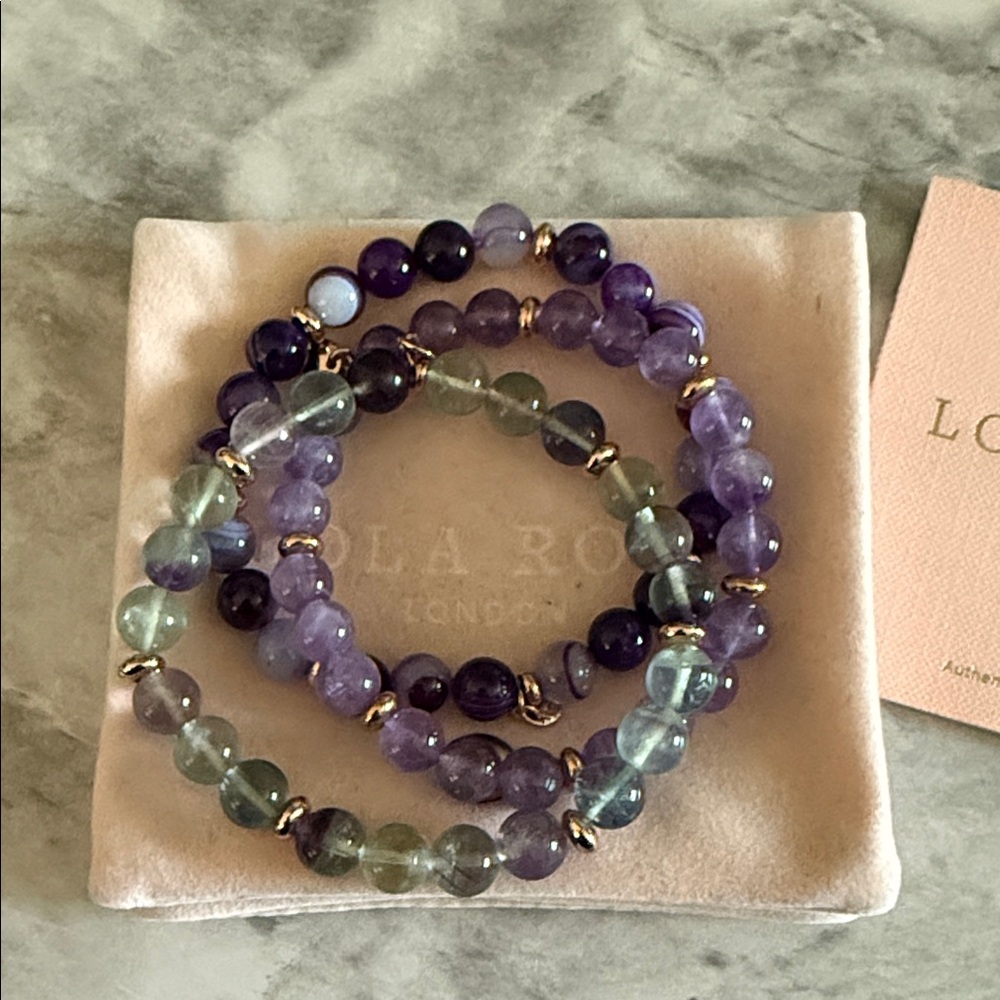 Lola Rose Amethyst / agate / rainbow fluorite??Beaded Bracelet Set